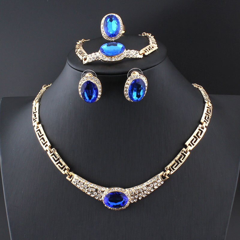 Jiayijiaduo braut schmuck setzt für frauen kristall damen Afrikanischen perlen partei halskette Gold-farbe ohrringe hochzeit kleid