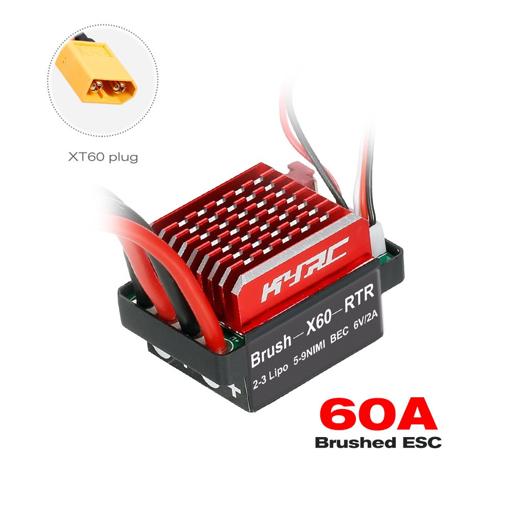60A Esc Rc Auto Esc Brushed Electric Speed Controller Voor 1/10 Traxxas D90 Hsp Redcat Rc 4WD Tamiya Axiale SCX10 hpi Diy Rc Auto: XT60 plug