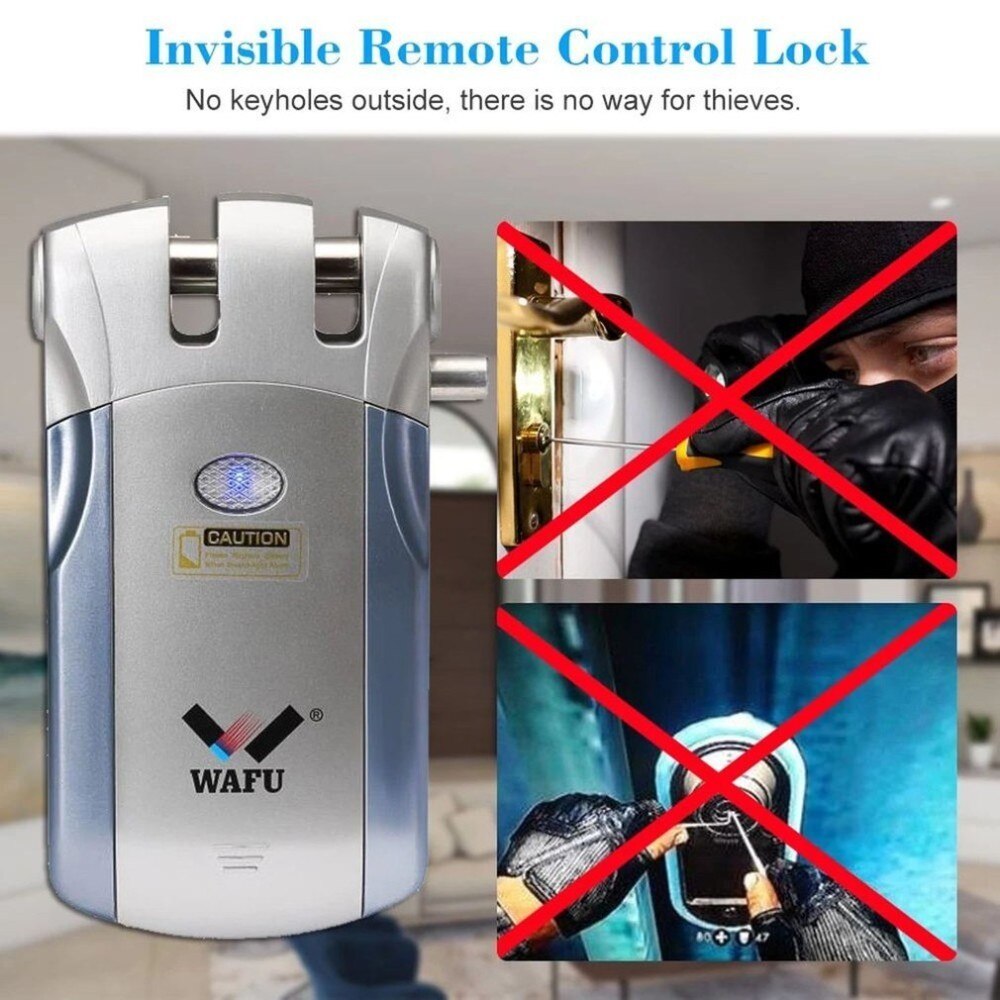 Wafu WF-018 Control remoto inalámbrico cerradura electrónica inteligente cerradura de puerta sin llave 4 controles remotos cerrojo con alarma integrada