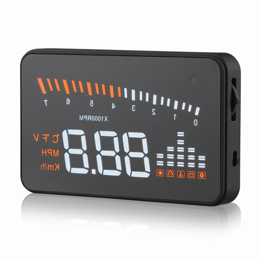 X5 3" Car Projector HUD Head Up Display Speed Fuel Warning OBD II Speedometer Screen 3 inch HD