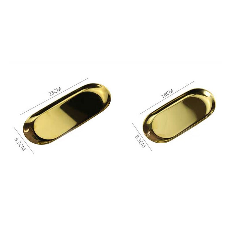 Style nordique ovale bijoux stockage plateau de service plateau en acier inoxydable plateau de nourriture stockage en métal or décoration organisateur de la maison