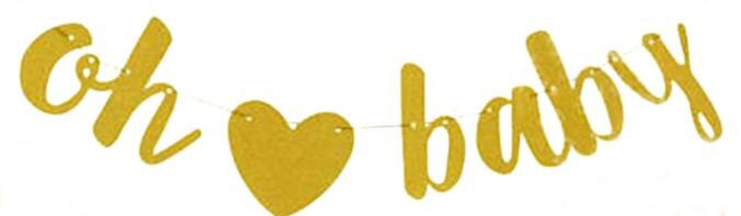 1 ensemble banderole en papier mignonne | Banderole de fête prénatale Oh Baby Oh Boy ou Girl amour cœur, drapeau décoration de fête, guirlande banderole révélateur de sexe: oh baby