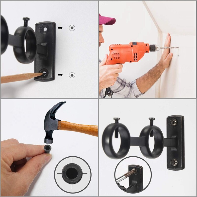 Curtain Rod Bracket Sturdy Adjustable Double Curtain Rod Brackets Circle Curtain Rod Holders For Diameter Below 1.1 Inch