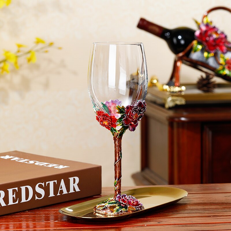 Vintage Enamel Wine Glass Crystal Cup Goblet Home Wine Glass Party Cocktail Cup Wedding: 1   Simple packaging