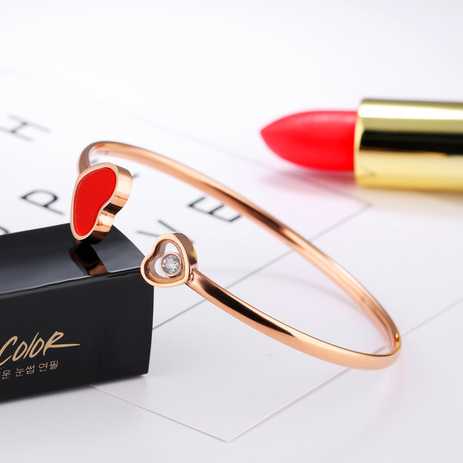 Glücklich Songandi mit Titan stahl Rose Gold Armbinde baibeimu Liebe strecken öffnung Armbinde liebe Armbinde