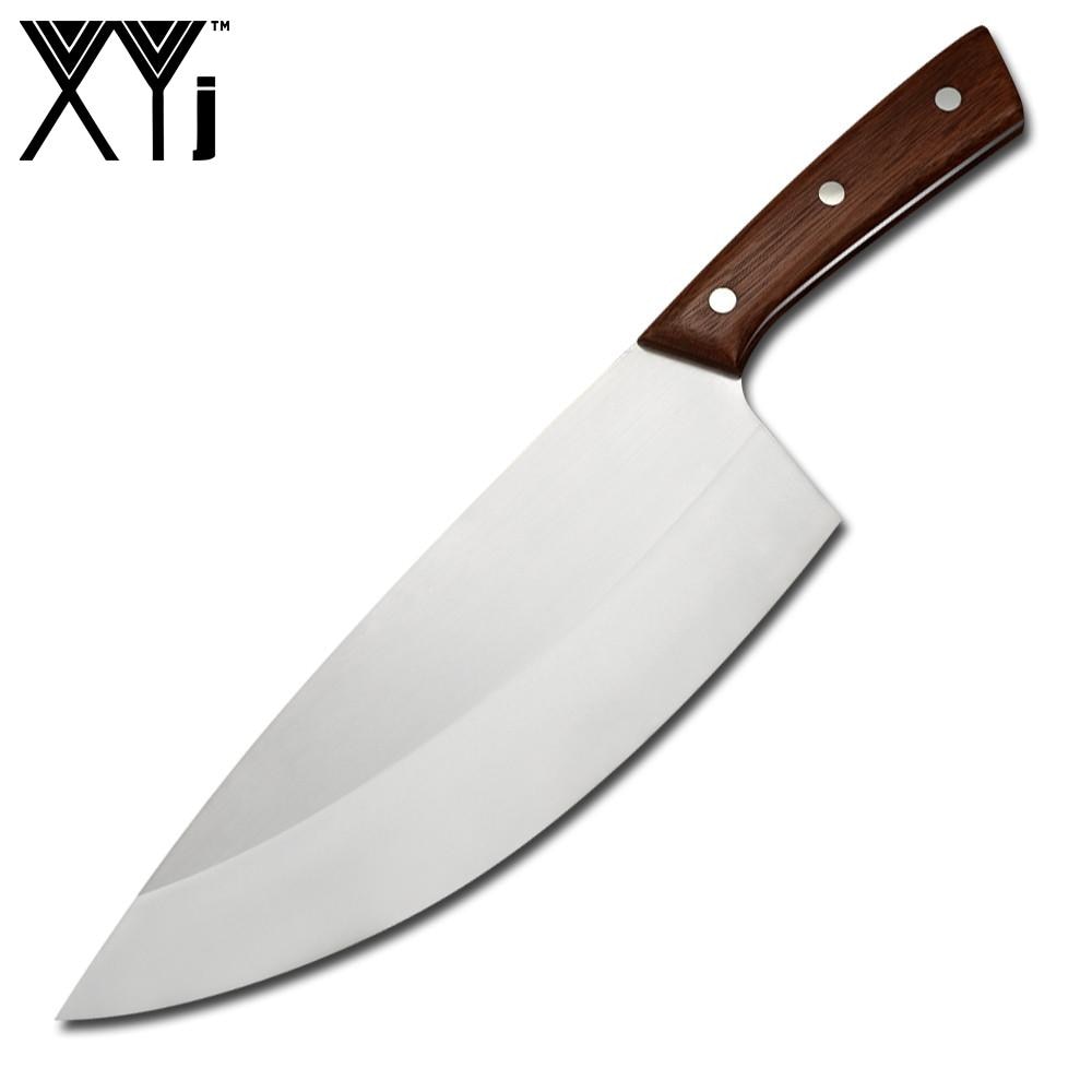 XYj-cuchillo de carnicero con mango de madera de acero inoxidable, 9,5 pulgadas, cocina, Chef, cuchillo de matadero, herramienta de accesorios de cocina para el hogar