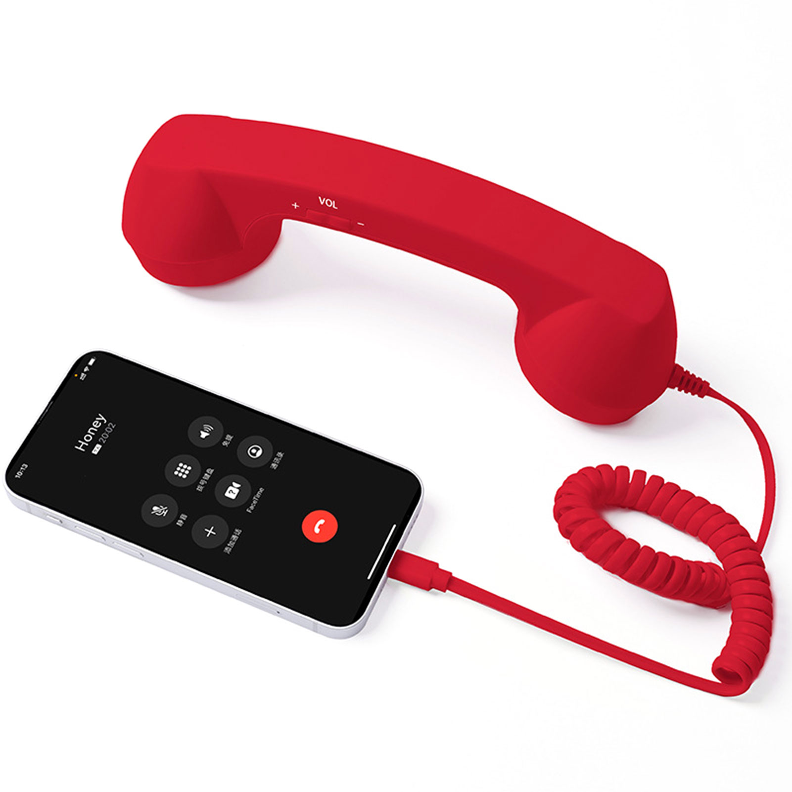 Retro Typ C Telefone Hörer Handy Empfänger Mic Mikrofon Lautsprecher Für Mobiltelefone Handy Smartphone Empfänger: Rot
