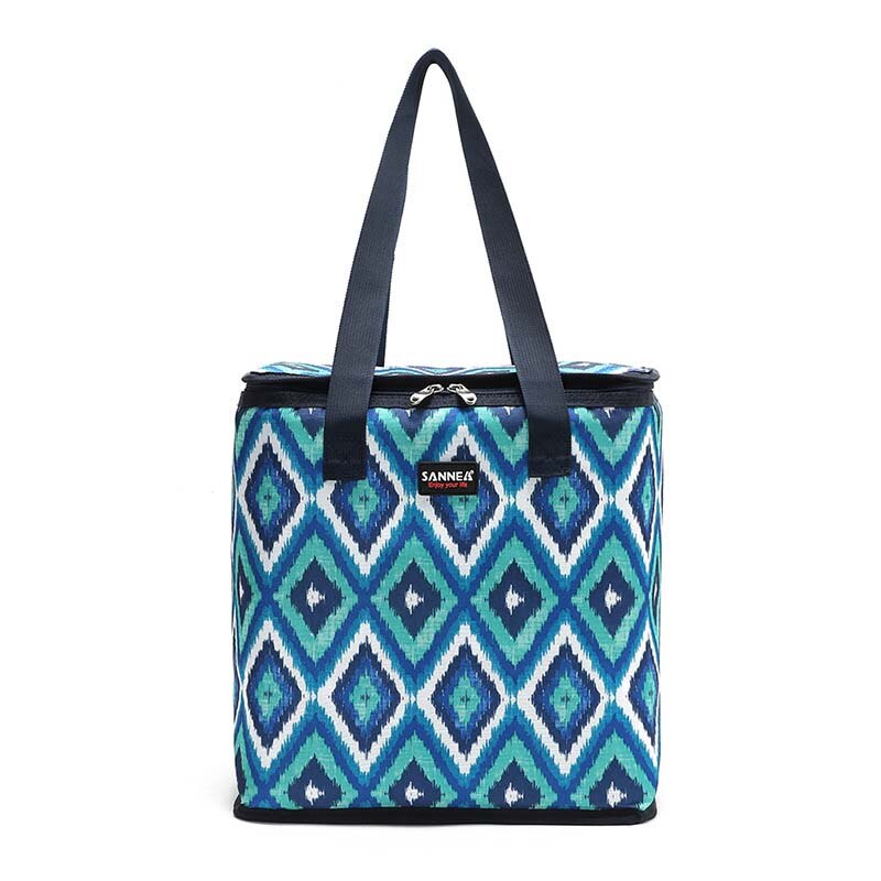 22L stijlvolle koeltas grote afdrukken lunch picknick box ice pack thermische maaltijd dranken wijn koud carrier voertuig isolatie cool tas: diamond