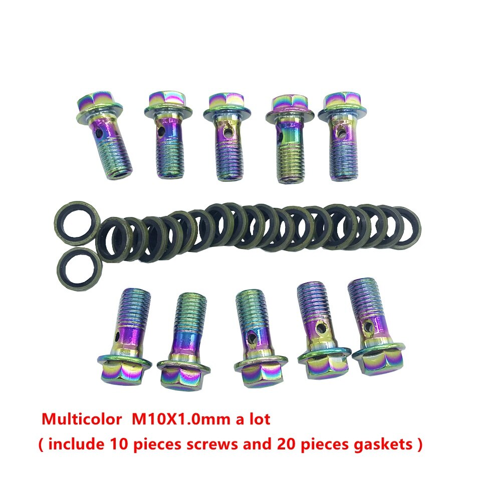 Motorcykel bremsekaliper banjo bolt olieaftapningsskrue / hul skrue  m10 x 1.25mm m10 x 1mm til hovedcylinder til bremseslange: Flerfarvet b