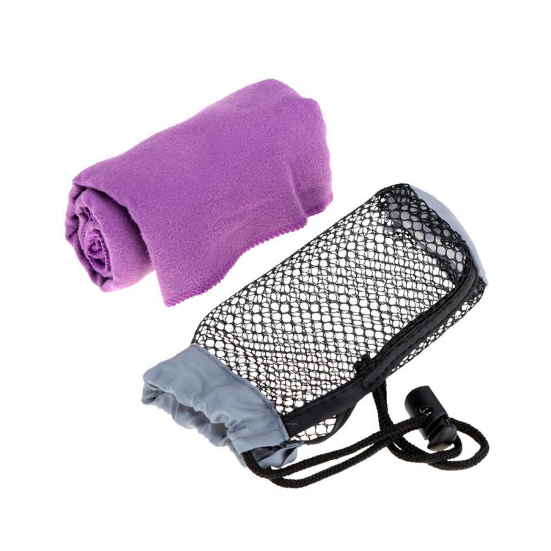 Microfiber Antibacterial Ultralight Compact Quick Drying Towel With Bag Camping Hiking Travel Kits 0: Purple