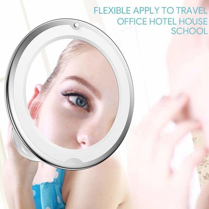 Bathroom makeup mirror 10x magnification LED fill light makeup mirror, 360-degree rotation with powerful suction cup