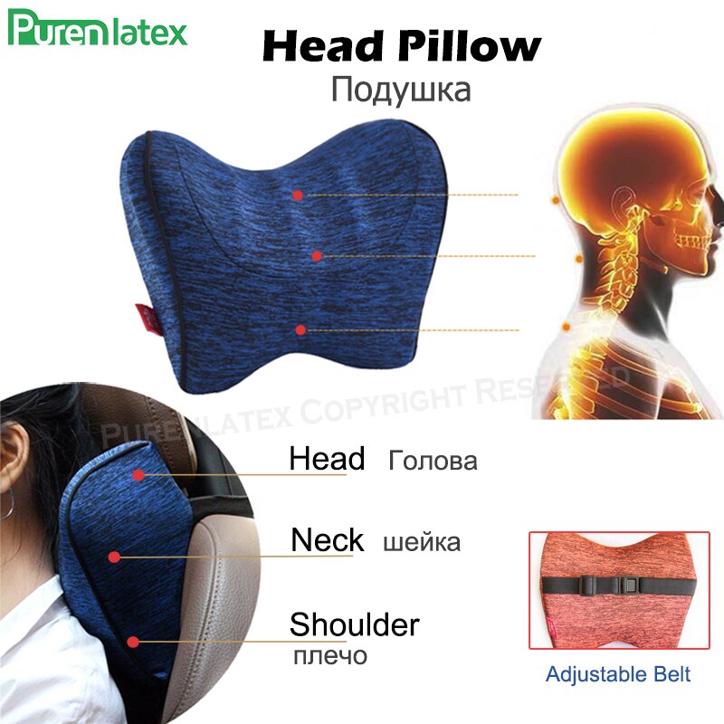 Purenlatex Auto Seat Cushion Memory Foam Orthopedic Pillow for Office Car Pad and Coccyx Cushion for Sciatica & Back Pain Relief