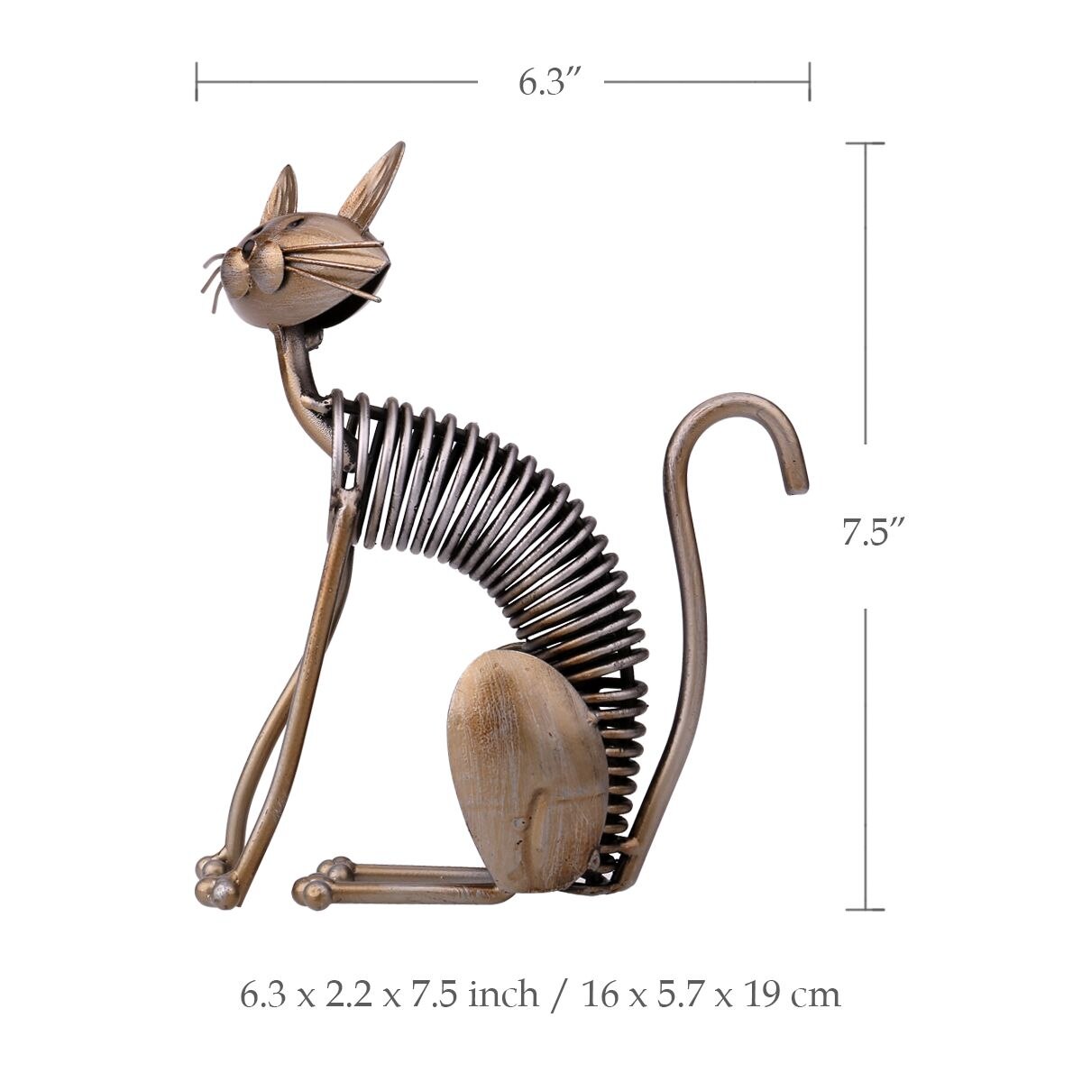 Tooarts metal skulptur jern kunsthåndværk kat metal fjeder lavet kat håndværk crafting hjem stue kontor dekoration ornament
