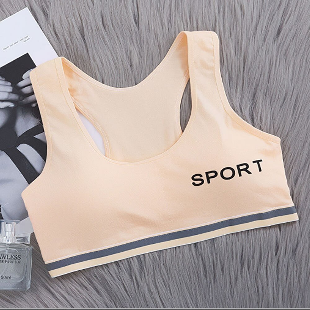 Development Primary Middle School Students Summer Bra Letters Sports Vest Girls Underwear Girl Pure Cotton Wrapped Chest Bras: kaiki