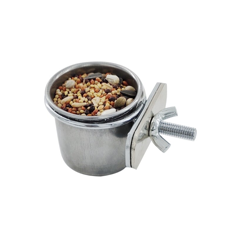 Pet Birds Hanging Cage Bowl Dish Cup Anti-turnover Stainless Steel Food Feeder