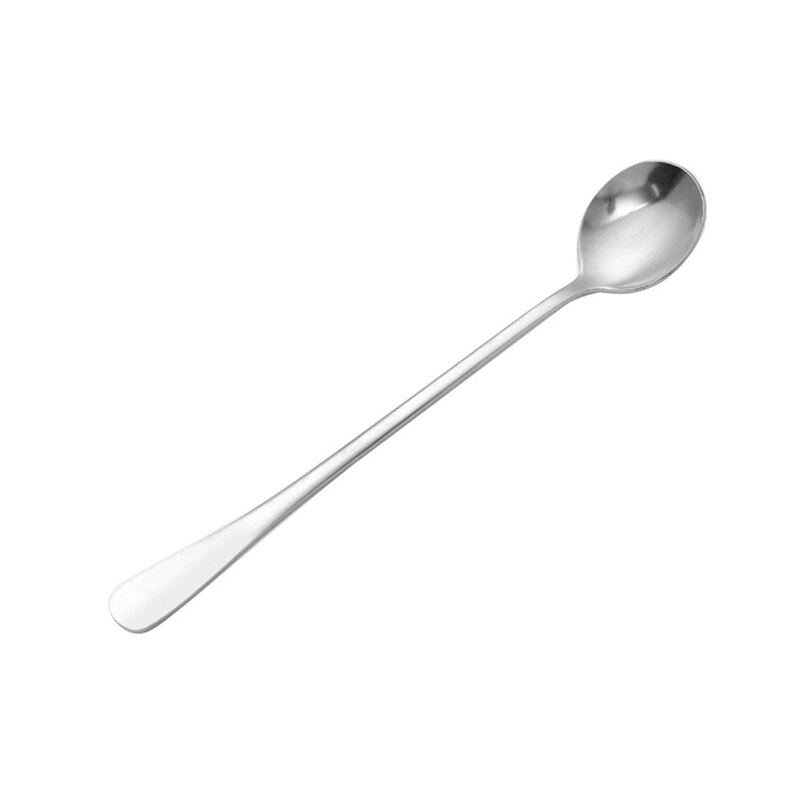 Stainless Steel Coffee Spoon Long Handle Dessert Tea Spoons Kitchen Drinking Flatware Kitchen Accessories Bar Tools: Round head
