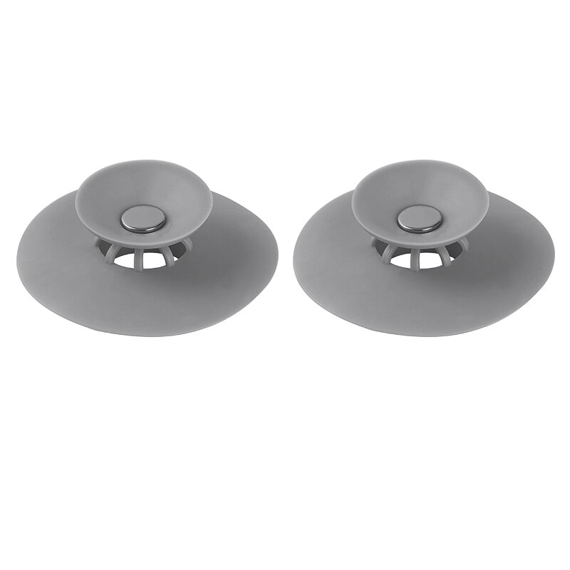 Silicone Floor Drain Hair Stopper Bathtub Plug Bathroom Kitchen Basin Stopper Sink Strainer Basin Water Stopper: 2 pcs Gray