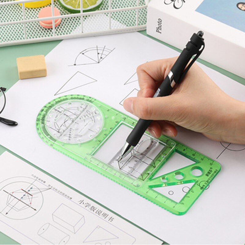 Multifunctional Geometric Ruler Geometric Drawing Template Measuring Tool For School Office Supplies NIN668: D