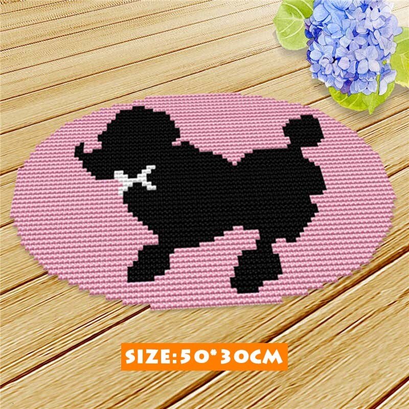 Knooppakket Klink Haak Kleed Bloemen Kits Diy Handwerken Mat Borduurwerk 3D Kat Hond Klink Haak Kussen Bloem Kit Almofadas Smyrna: ZD094