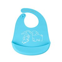 Cartoon Drucke Kinder Silicon Lätzchen Baby Lätzchen Kinder der Sommer Einstellbar Wasserdicht Bib Baby Fütterung Werkzeuge Jungen Mädchen Lätzchen schürze: blue elephant