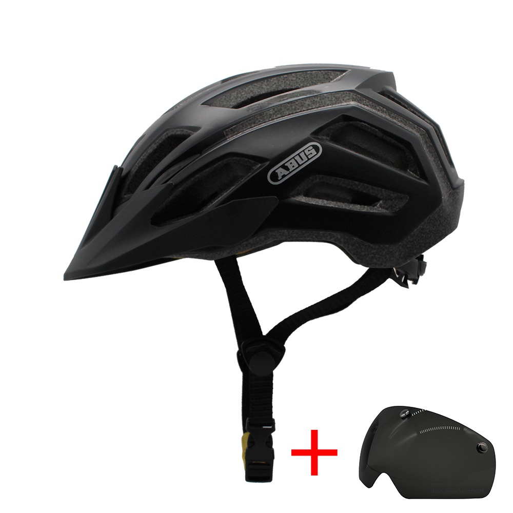 Bicycle Helmet Men EPS Integrally-molded Breathable Cycling Helmet Women Goggles Lens Aero MTB Road Bike Safety Helmet: black 1lens