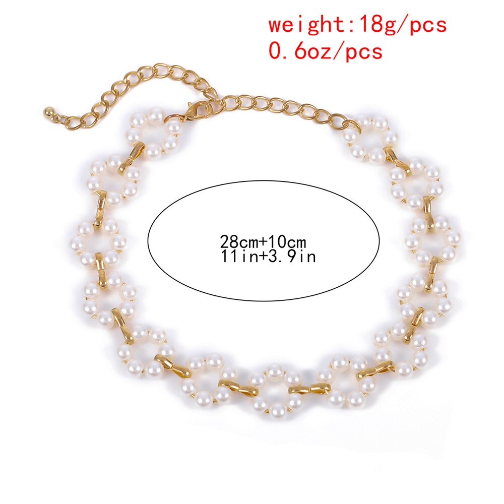 Korean Style Faux Pearl Beaded Choker Necklace for Women Trendy Clavicle Chain Collares Necklace Party Charm Jewelry