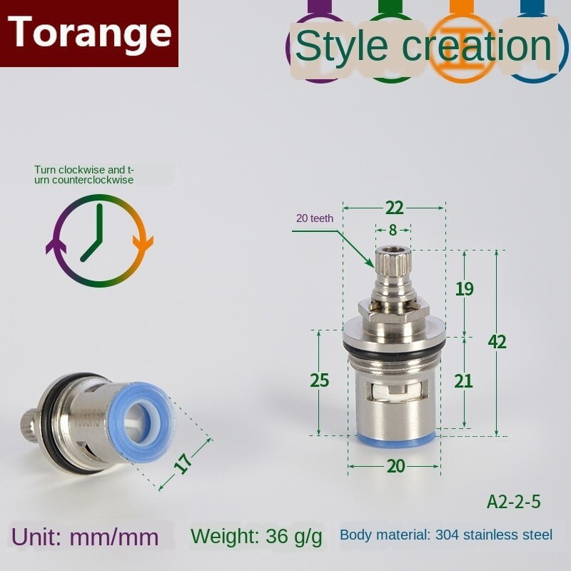 Faucet copper valve core and cold water fast opening triangle valve switch ceramic valve core copper head repair parts: Section F Forward