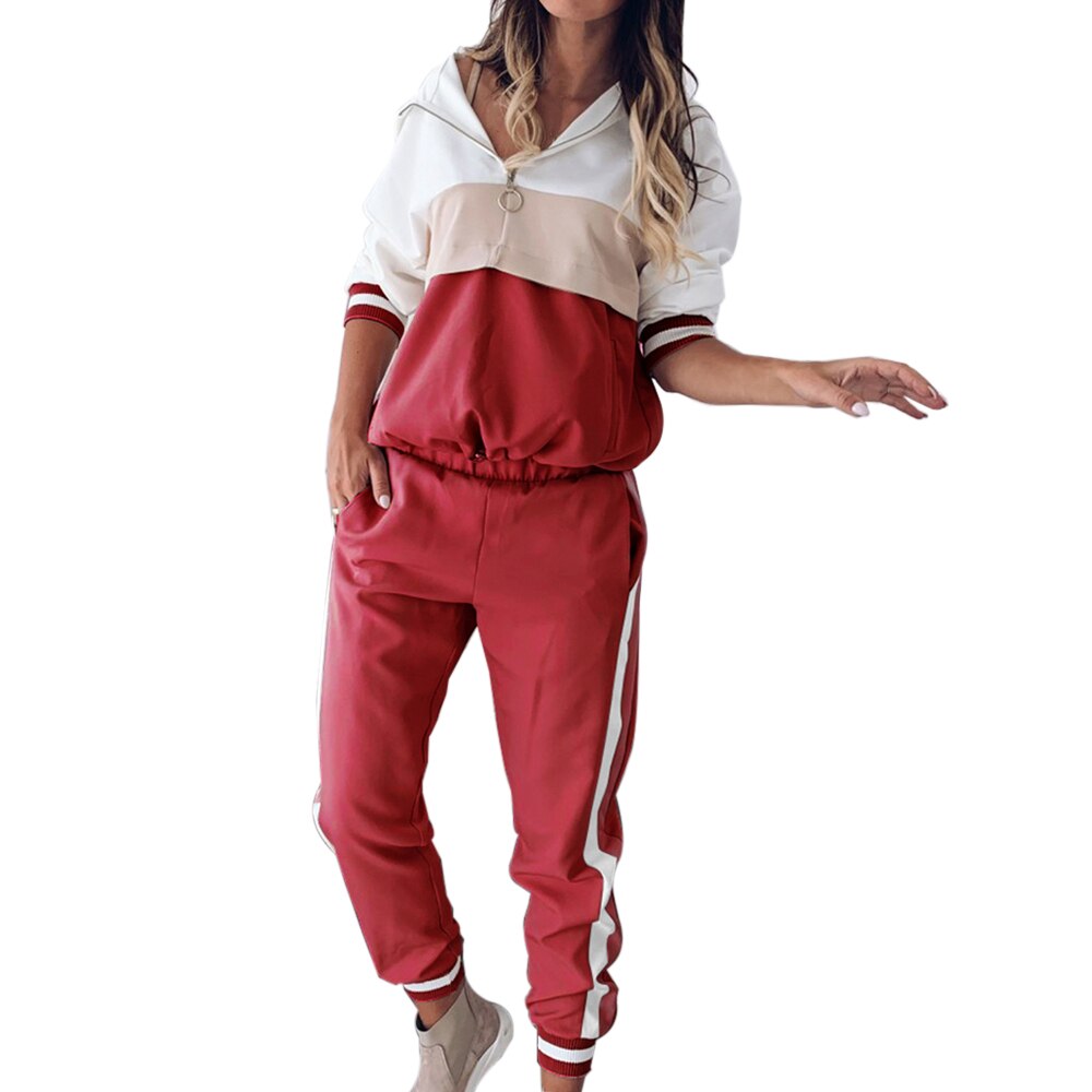 Women Sweatsuits 2 Piece Outfits Hoodie Sets Jogging Suit Sportswear Jogging Suit Sweatpants Sport: red / XXL