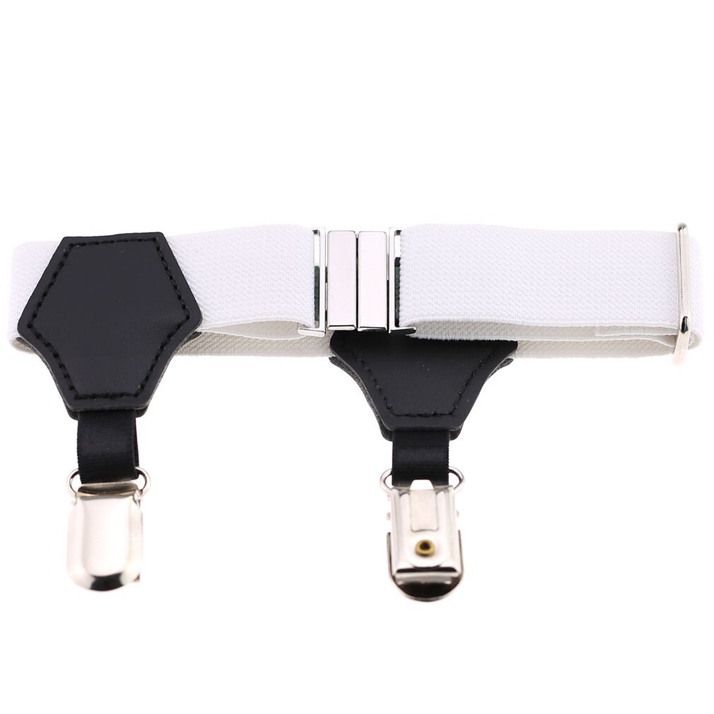 1 par de ligas ajustables para hombre, elásticas, para evitar que se caigan, accesorios para calcetines: Blanco