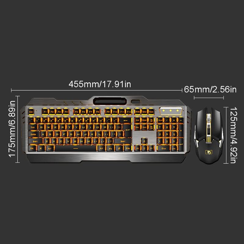 Drahtlose Tastatur und Maus DPI Einstellbare Wiederaufladbare Hintergrundbeleuchtung Tastatur Mäuse 40JB