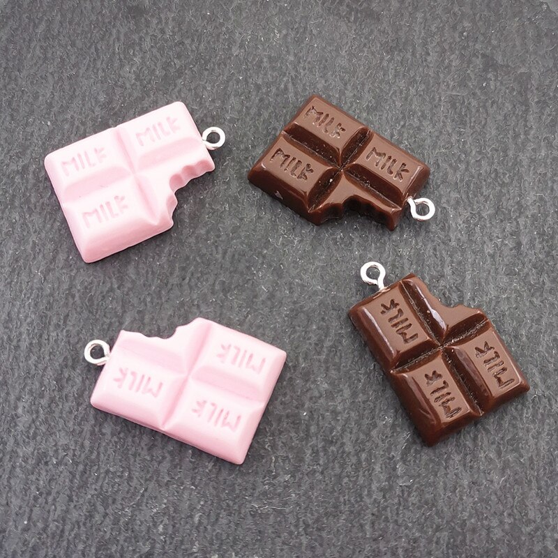 10Pcs Mini Chocolade Charms Resin Mini Gesimuleerde Voedsel Hanger Voor Vrouwen Maken Sieraden Diy Oorbellen Telefoon Case Decoratie