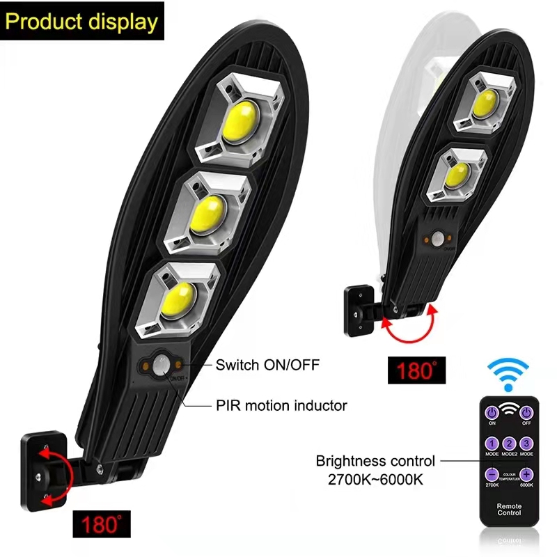 LED Solar Street Light Outdoor Wall Lamp COB PIR Motion Sensor Remote Control Waterproof Garden Yard Porch Garage Night Lamps
