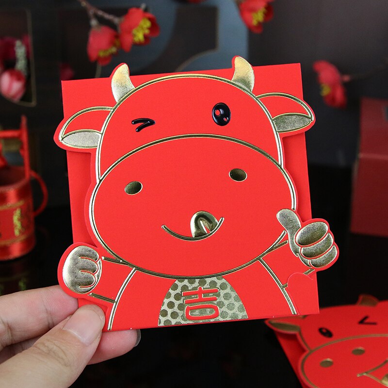 OX Chinese Year Cartoon Thick Paper Red Packet 16 Pcs