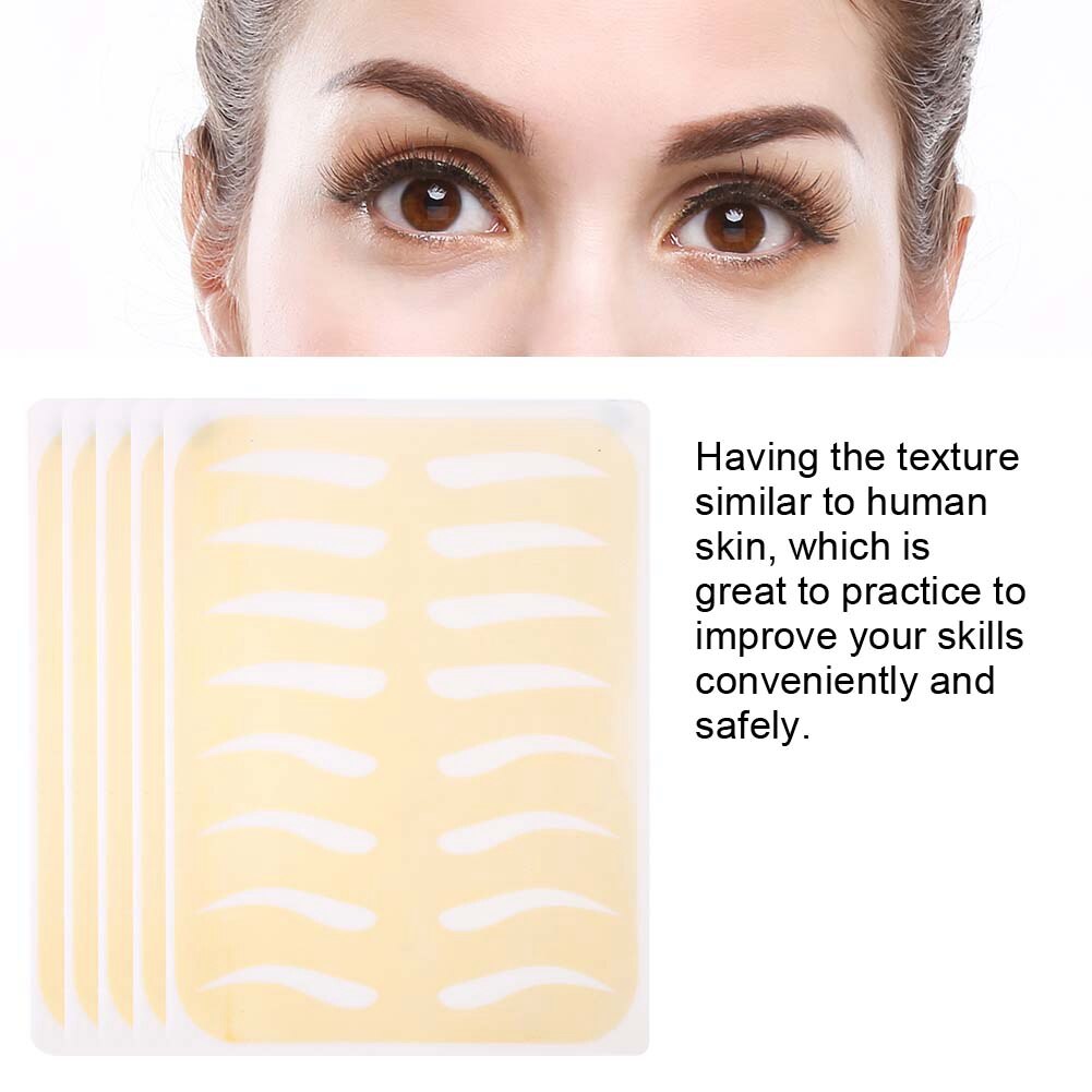 5 uds plantillas de cejas, pieles de práctica de cejas doradas, maquillaje permanente de cuero para practicar cejas, entrenamiento de cejas, modelo de piel falsa de silicona