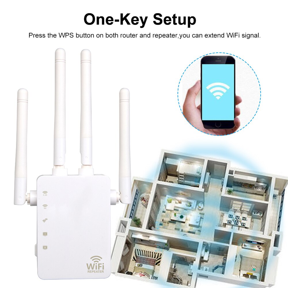 WiFi Repeater WiFi Extender 2.4G 5G Wireless WiFi Booster Wi Fi Amplifier 5ghz Wi Fi Signal Repeater Wi-Fi 1200Mpbs 300Mbps