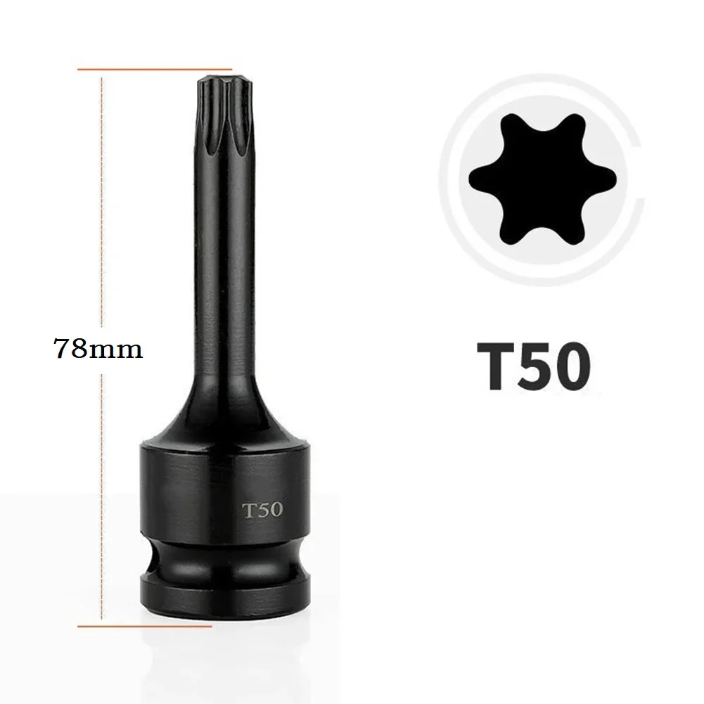 1pc Torx Screwdriver Bits 1/2inch Impact Drive Socket Adapter T20 T25 T27 T30 T35 T40 T45 T50 T55 T60 T70 T80 T100: Rose