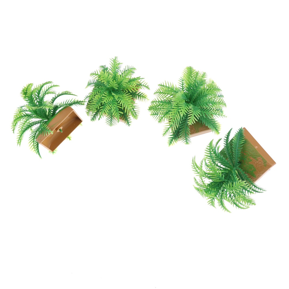 2PCS Miniature Plant Model Simulation Imitative Tree Shrub+Base Pedestal For Sand Table Building Architectural Model