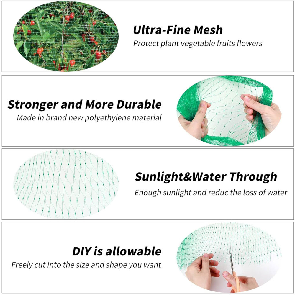 Red de protección antiaves verde de 5/10m, malla para plantas de jardín, protege plantas y árboles frutales de pájaros, ciervos, aves de corral, la mejor esgrima