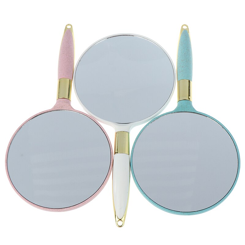 1pc hånd makeup spejl plast vintage håndspejle makeup makeup spejl rundt håndholdt kosmetik spejl med håndtag til