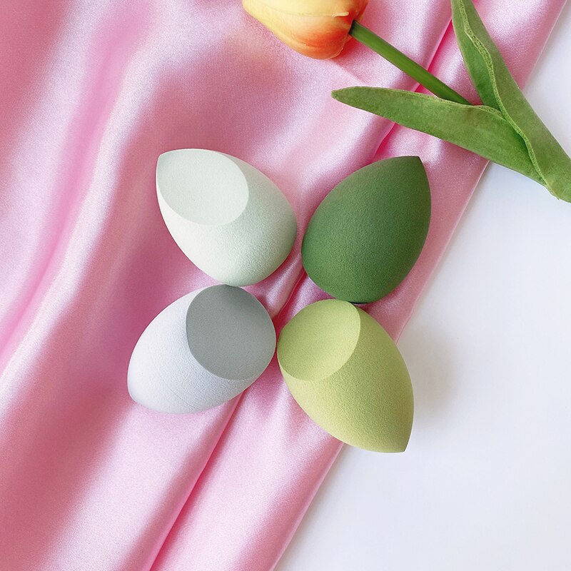4Pcs/lot Cosmetic Puff Beauty Set Smooth Women Makeup Foundation Soft Sponge Puff Pure Blue Purple Color Beauty Tools: 4pcs Green