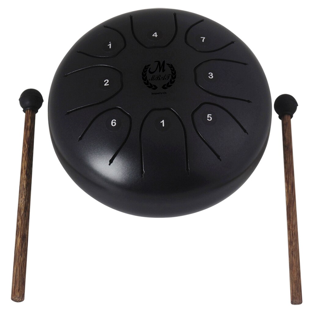 5.5 Inch Mini Tong Drum C Tune 8 Notes Handpan Drum W/Drumstick Opbergtas Voor Volwassenen Kids Beginners: Black