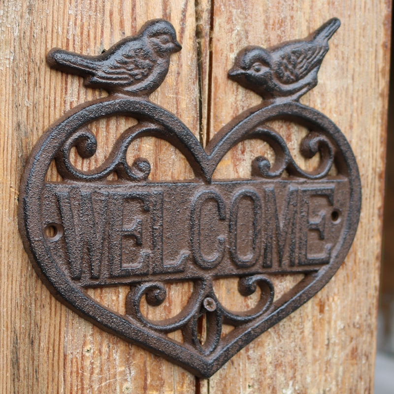 JD carte décorative décoration murale en fonte européenne Vintage maison bureau Style de coeur d'oiseau bienvenue
