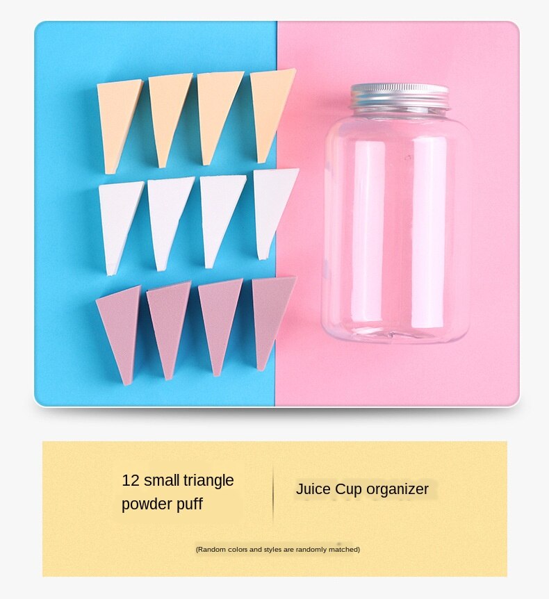 Kleine waaiervormige snoeppuff blik niet-kaart poeder make-up make-up ei 12 stuks fles make-up ei puff combinatie: 12 kleine driehoekjes