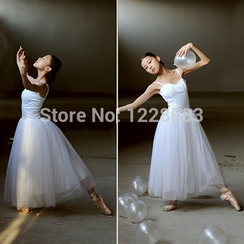 Kvinner klassisk lang ballett lyrisk dansekjole ballerina tutu skjørt voksen lang lyrisk kjole