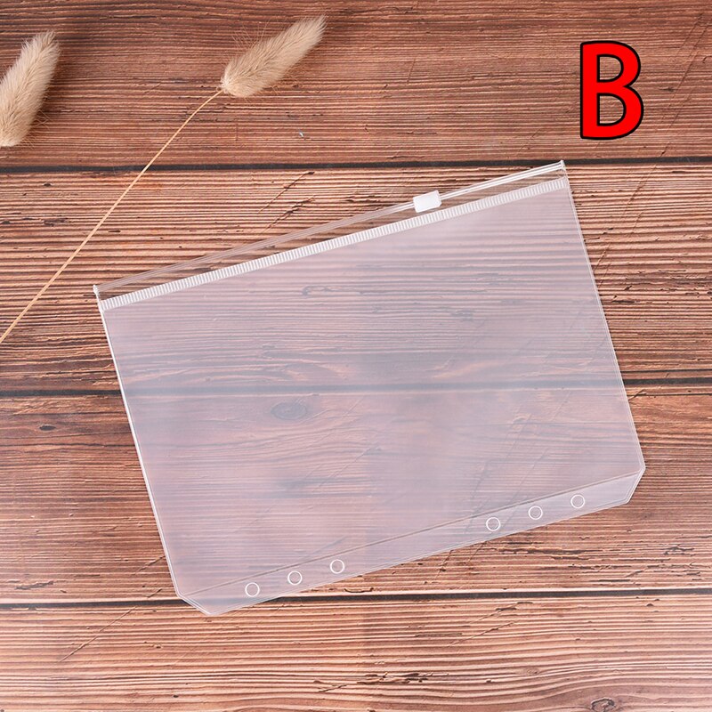 A4 A5 A6 A7 B5 File Holders Standard 6 Holes Transparent PVC Loose Leaf Pouch with Self-Styled Zipper Filing Product Binder