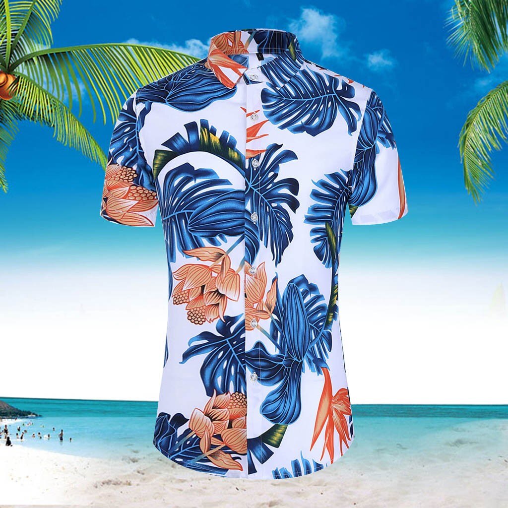 Camisa hawaiana para hombre, camisetas de verano estampadas informales para playa, ropa de de manga corta para hombre, camisetas holgadas hawaianas 22g3