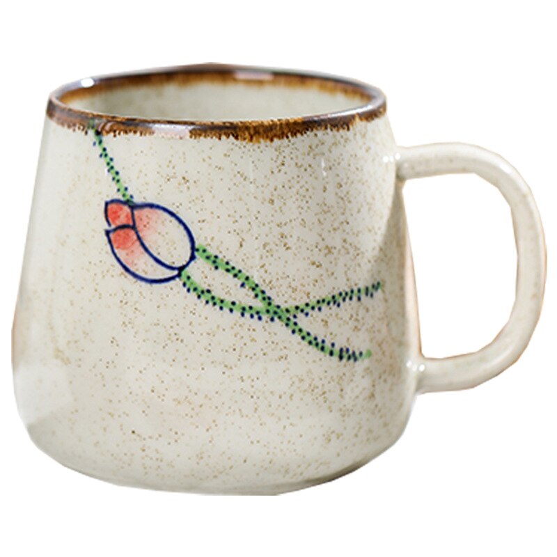 Taza de café Vintage, tazas únicas de cerámica de estilo Retro japonés, taza de desayuno de arcilla de cambio de horno de 380ml, para amigos: Style B