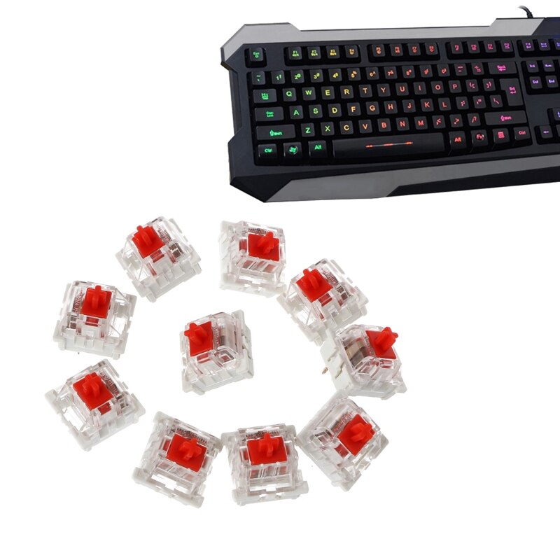 10x Klawiatura Mechaniczna Switch Czerwony - Zamiennik Cherry MX - Plastikowe Klawisze