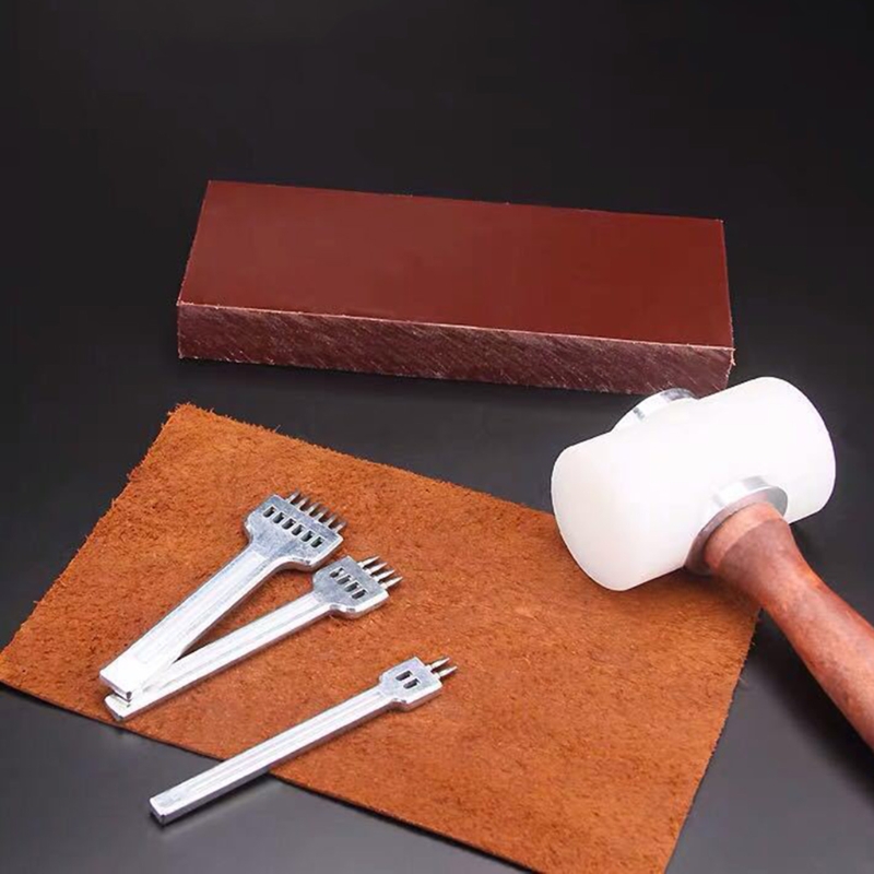 3pcs Leather Prong Punch Tool Set 4mm 2/4/6 Holes Steel Row Circular Cut Round Hole DIY Diamond Lacing Stitching D15 21