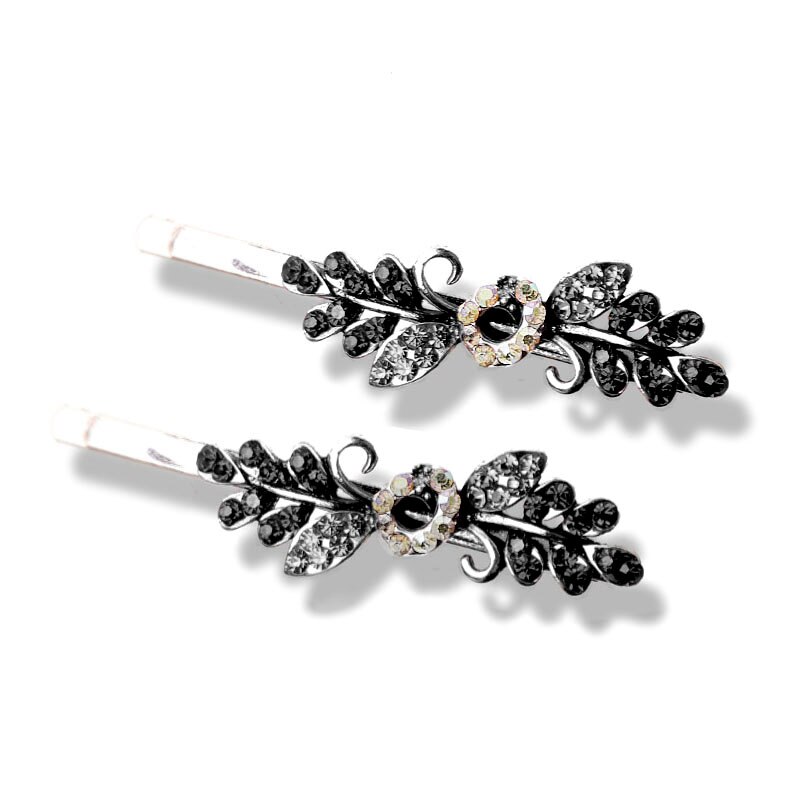 Morkopela Girls Flower Hairpin Pairs Rhinestone Hair Clip Jewelry For Women Party Banquet Hair Pins Accessories: peacock-gray